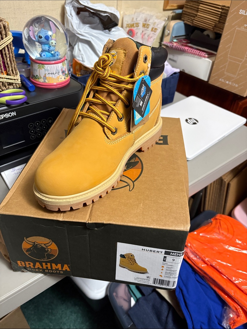 Brahma Hubert Men's Wheat Work Boot with Black Collar